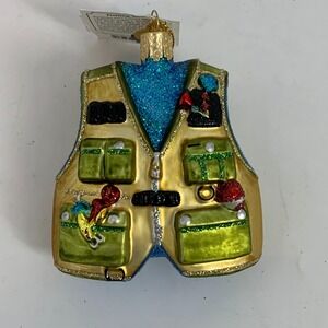 Old World Christmas Fishing Vest Ornament Fisherman Angler‎ Gift Home Decor New